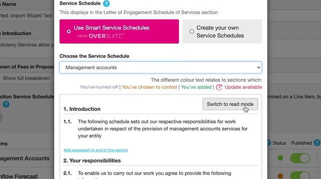 screenshot of service schedule traffic light key code as described in box above